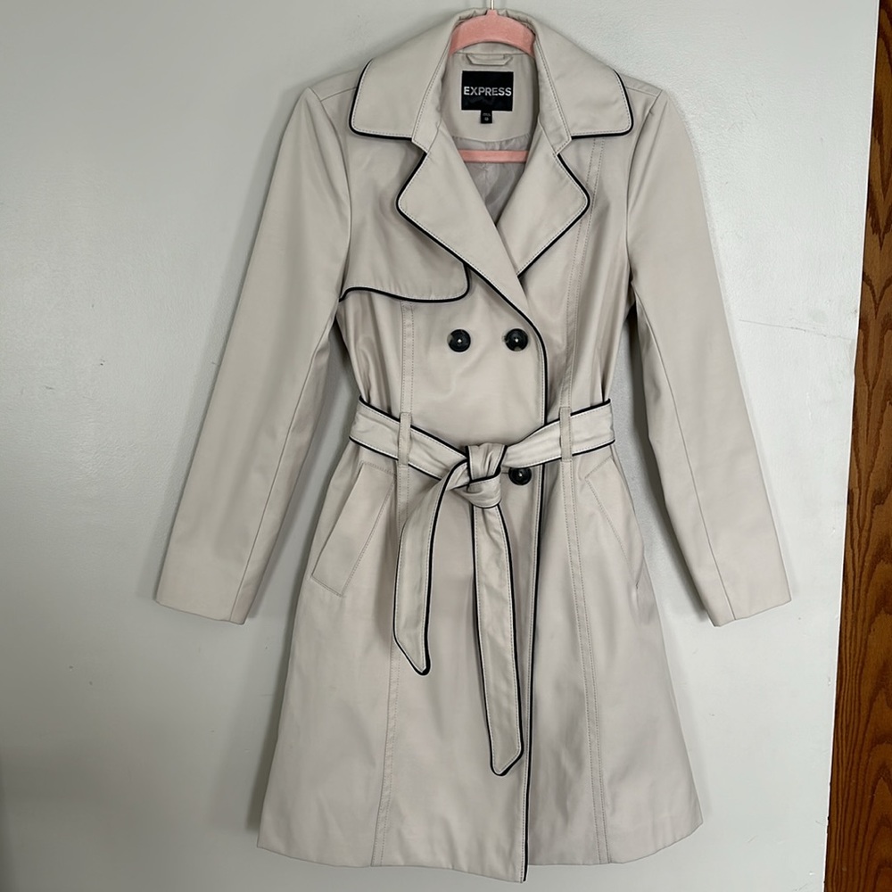 Express Piped Trench Coat - Khaki - XS